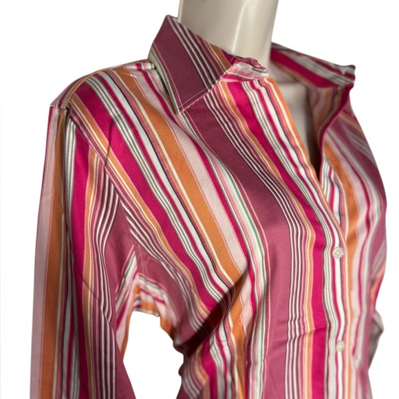 The Limited Women's Long Sleeve Button-Up Top - Pink-Orange Stripe, Large NEW - Picture 5 of 11